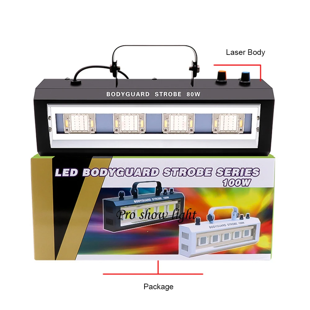 80W RGB 3IN1 LED Strobe Light Dj Disco Stage Effect Stroboscope Party Holiday Wedding Club Flash Light Christmas KTV Show Light