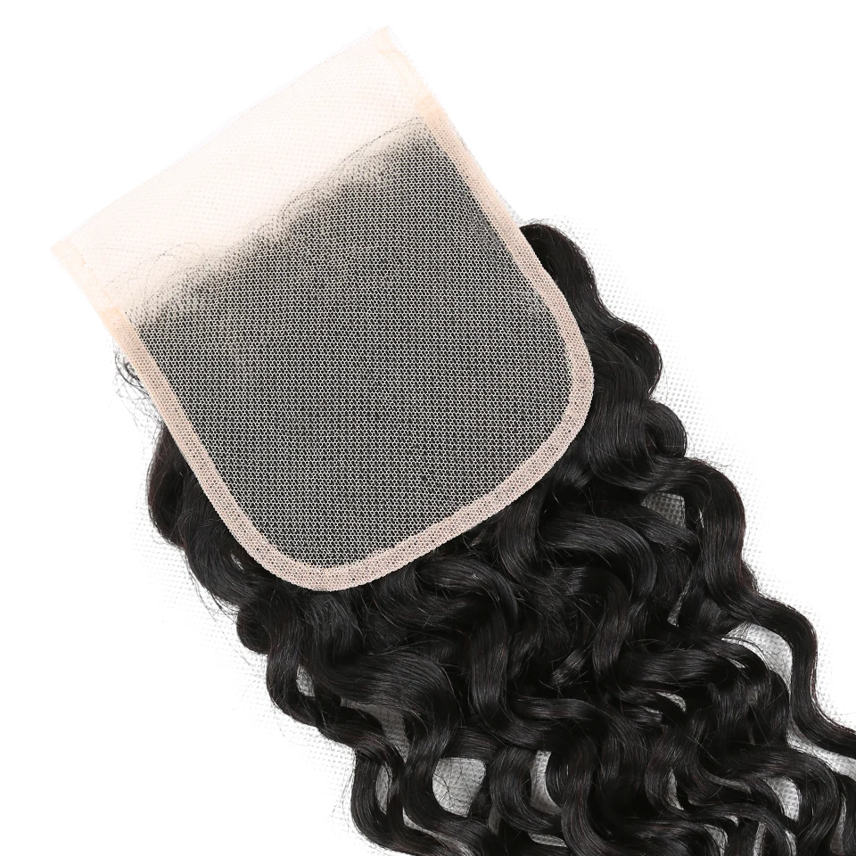 Queen Hair Water Wave 4X4ลูกไม้ปิด Remy มนุษย์ฟรี/กลาง/สามส่วนบราซิล water Wave Hair Lace Closure