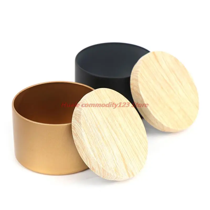 Empty Tin Storage Jar, Candle Making, Empty Storage Jars, Wood Grain Lids, Cosmetic Jar, Tea Box