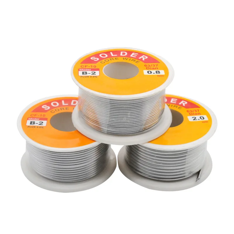 100g 0.5/0.6/0.8/1/1.2mm 63/37 FLUX 2.0% 45FT Tin Lead Tin Wire Melt Rosin Core Solder Soldering Wire Roll No-clean