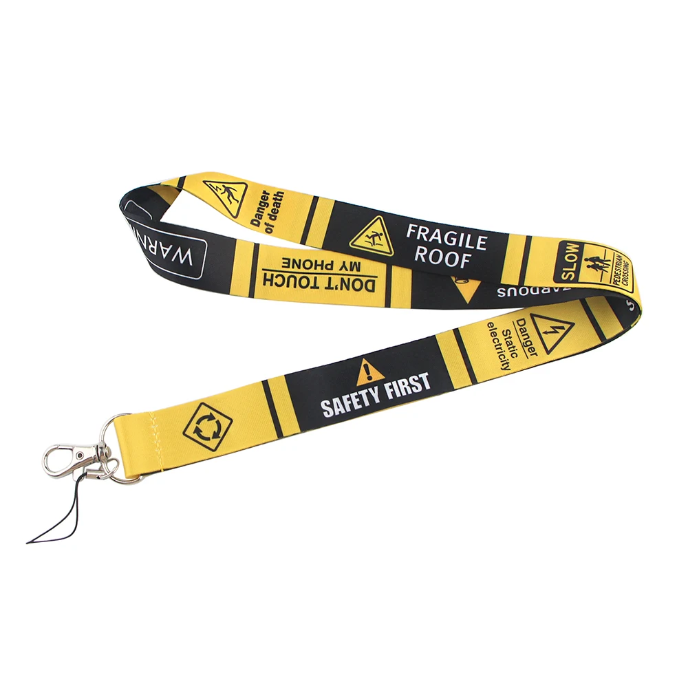 LX535 Danger Warning Signs Fashion Phone Straps Lanyards Id Badge Holder For Student Card Cover Business Card With Lanyard Rope