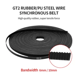 GT2 timing belt wide 6mm Rubber 2GT-6/2GT-9mm Small Backlash for 3d printer RepRap Mendel CNC 2GT belt pulley High Quality