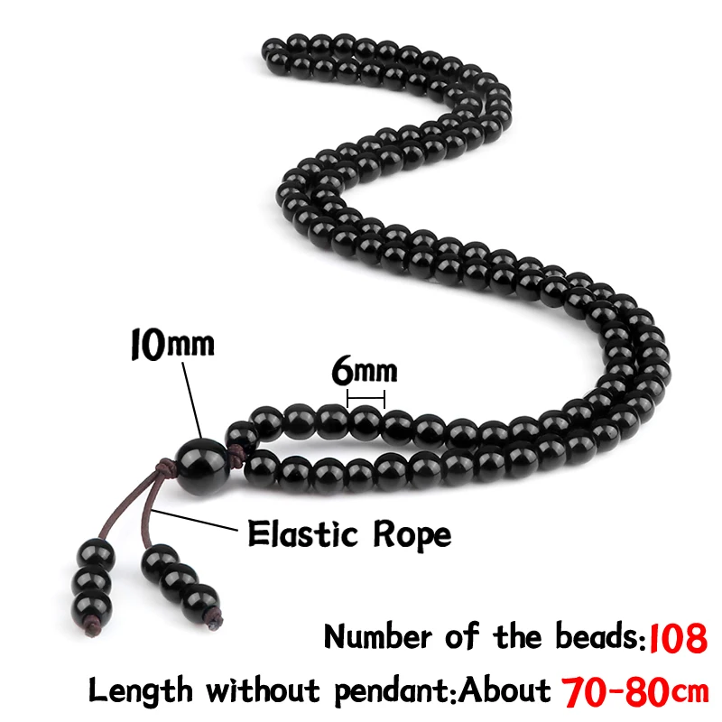 6mm Matte Black Lava Stone Bracelet Necklace 108 Beads Mala Wrap Bracelets Men Charm Fashion Yoga Bangle Rosary Buddhist Jewelry