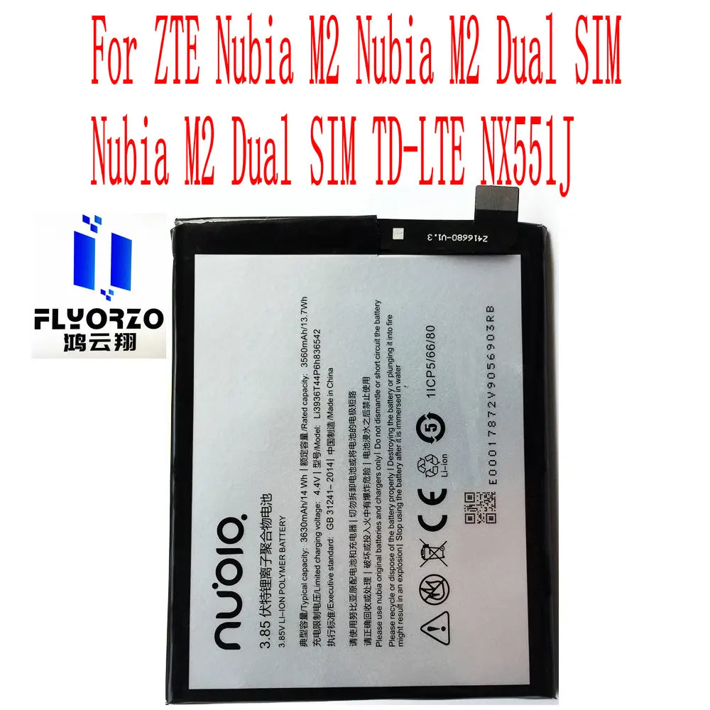 New 3630mAh Li3936T44P6H836542 Battery For ZTE Nubia M2 Dual SIM TD-LTE NX551J Mobile Phone