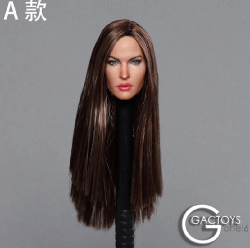 1/6 Scale Head Sculpt Megan Fox for 12'' Action Figure Body Female Figure  Sexy Beauty Head Long Straight Hair GACTOYS