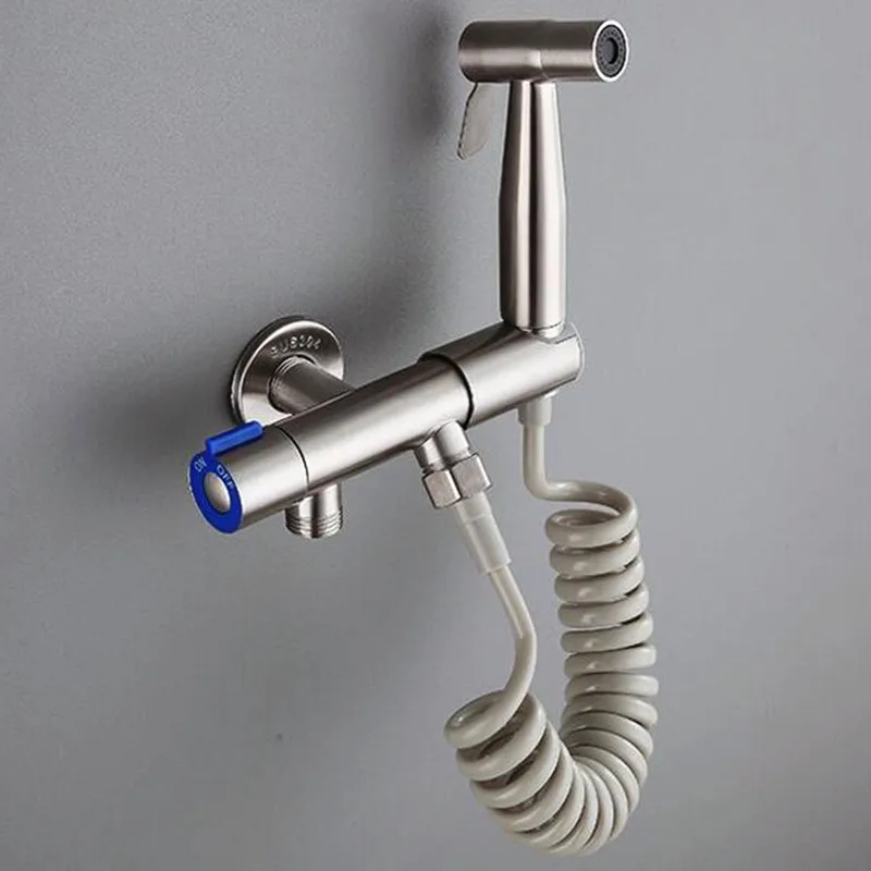 Stainless Steel Handheld Shower Head Set Douche Toilet Bidet Spray Wash Jet Shattaf with Spring Hose Sink Hose Spray