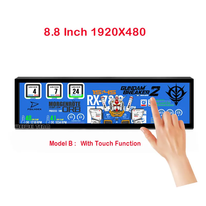 

8.8 inch IPS 1920x480 60Hz Multi-Touch LCD Monitor Mini Hdmi-compatible Control Board Aida64 Raspberry Pi PC Secondary Display