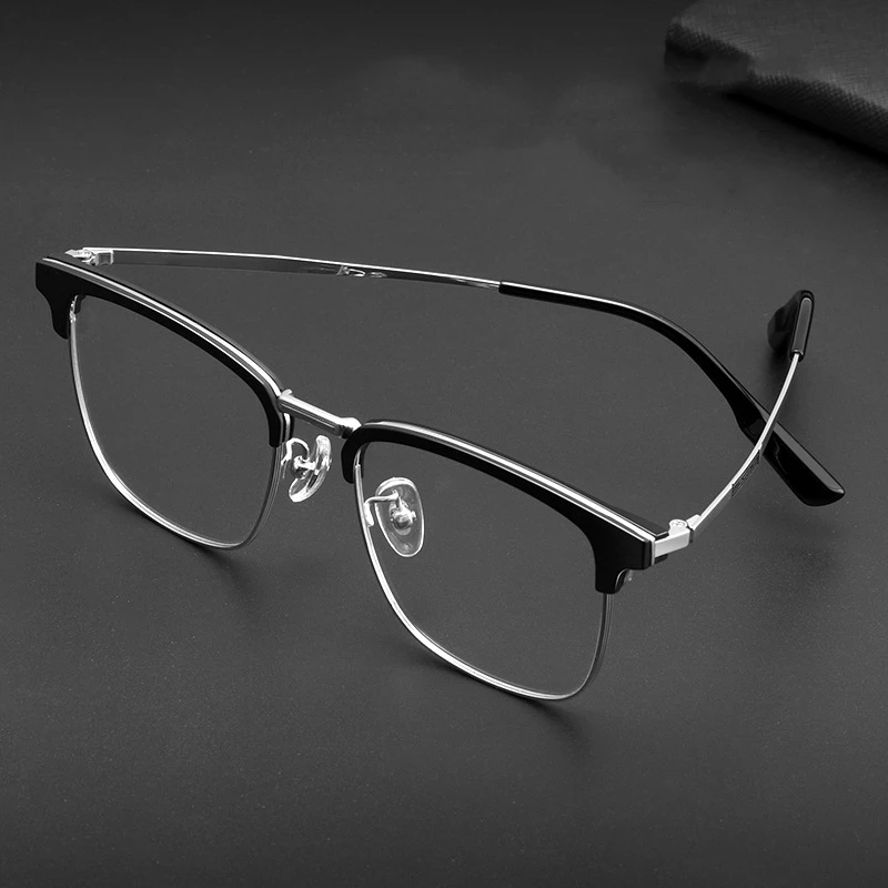 YIMARUILI Men's Ultra-Light Pure Titanium Eyeglasses Frame Retro Fashion Decorative Optical Prescription Spectacle Frame 2312YJ - view 4