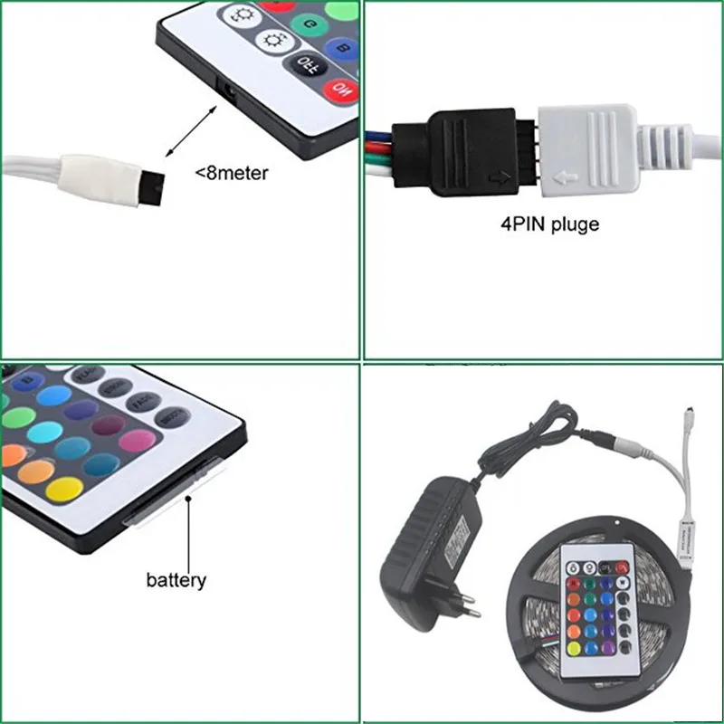 10m 15m  LED strip rgb LED Strip  Light 5m waterproof SMD 2835 Flexible Ribbon Stripe DC12V RGB Diode Tape IR Controller Adapter