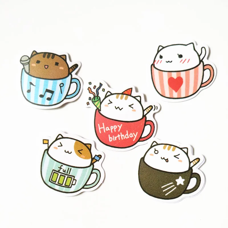 Autocollants de tasse de café et de chat, bricolage artisanal, autocollant de planche à roulettes, album photo, déco de journal intime, scrapbooking, nouveau, fait maison