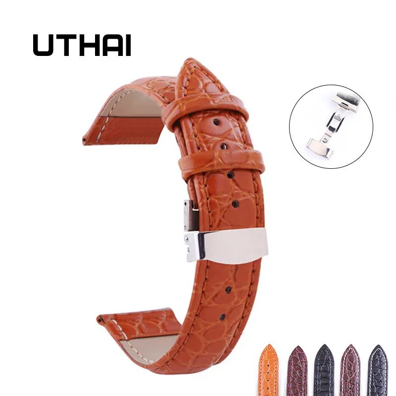 UTHAI B04 Watchband 18mm 19mm 20mm 21mm 22mm 24mm Calf Leather Watch Band Alligator Grain Watch Strap for Tissot Seiko
