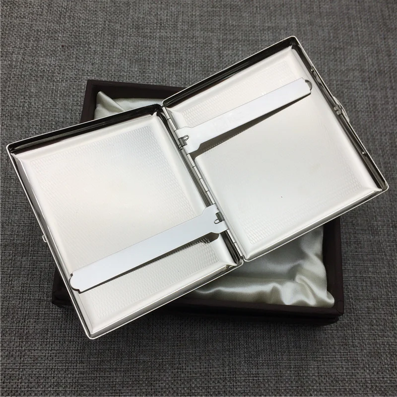 KC1-01 Super Quality Male 20 Metal Cigarette Case Stainless Steel Portable Cigarette Storage Box Bin Smoking Holders