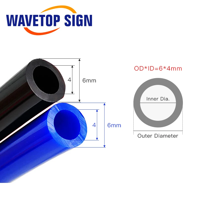 WaveTopSign Air Pipe Air Hose Outer Diameter 6mm 6x4mm PU Tube for Air Compressor CO2 Laser Engraving Cutting Machine