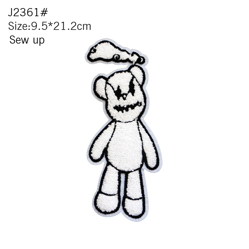 Cute Towel Chenille Embroidery Sewing Patch Cat Bear Smiling Face English Stripe Badge DIY Children\'s Clothing T-shirt Backpack
