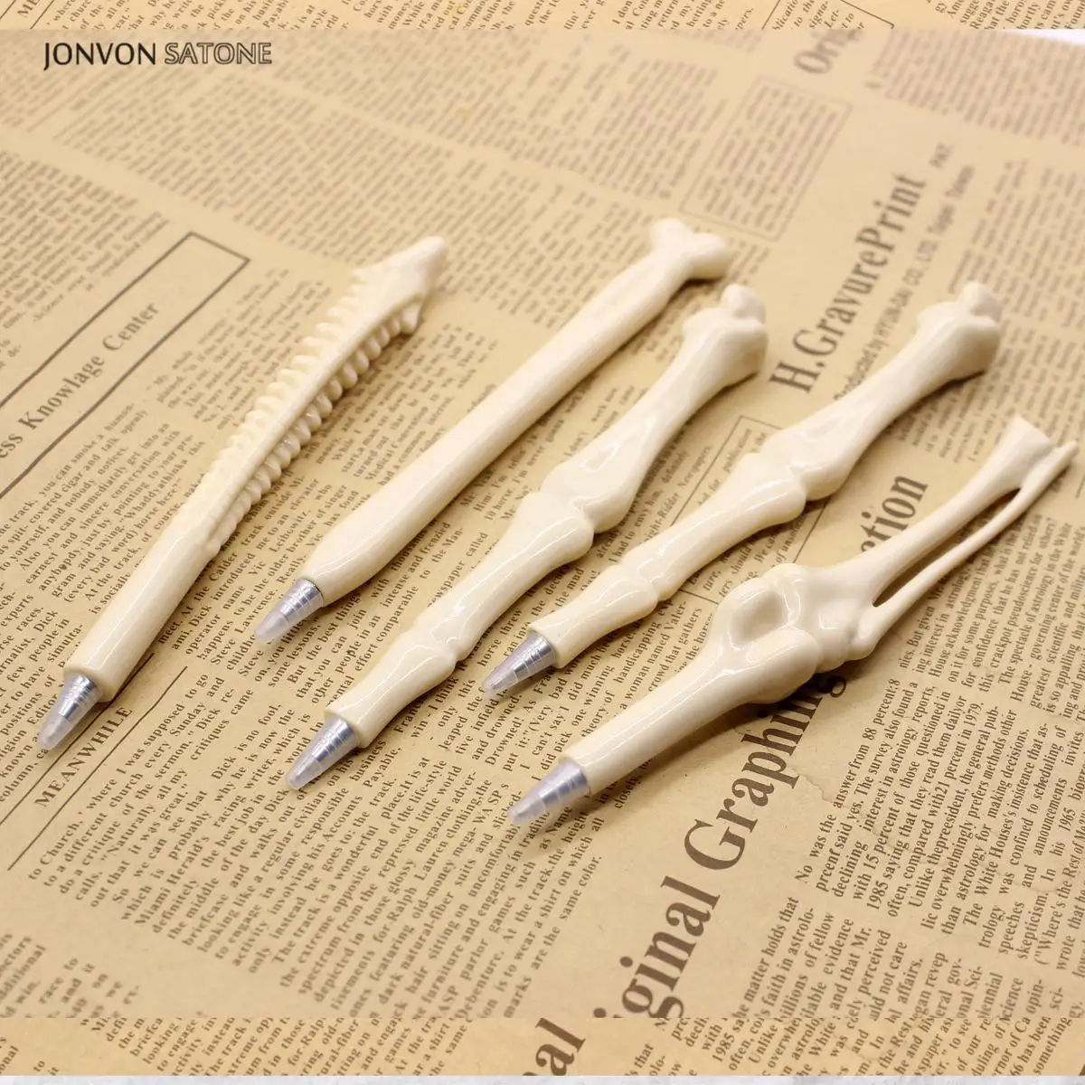 Jonvon Satone 100 Pcs Wholesale Bone Pen Ball Pens Monster Toy Ballpoint Pen Stationery School Supplies Office Accessories Stylo