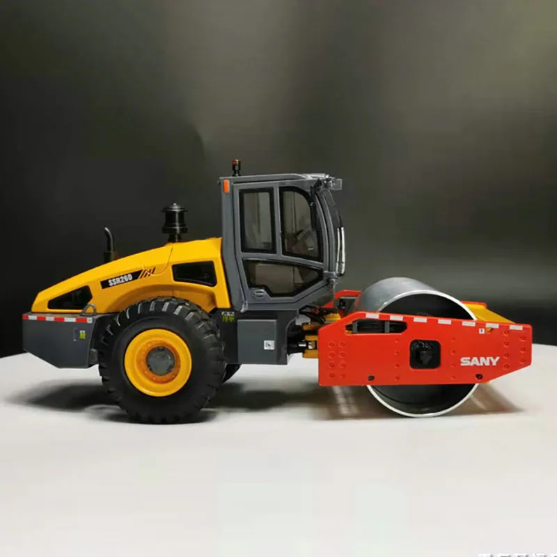 Diecast 1:35 Scale SANY SSR260 Single Steel Wheel Roller Alloy Engineering Vehicle Model Gift Collection Souvenir Ornaments Toy