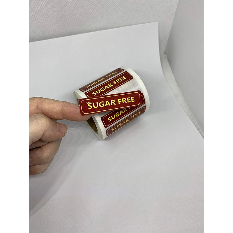 2x0.5 Inch Adhesive Sugar Free Labels Food Allergies Warning Label Stickers For Package Jar Bottle Rotation Labels On Medical