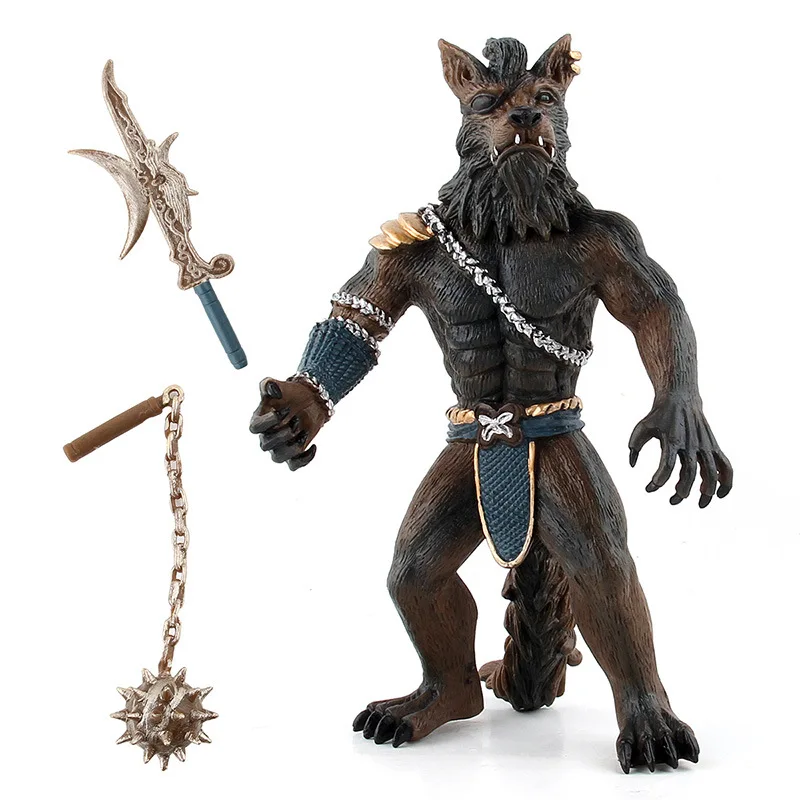 Large Size Solid Angry Werewolf Warrior Model Action Figure Classic Toys Wildlife Decoration Simulation 2 Weapon Choose Boy Gift