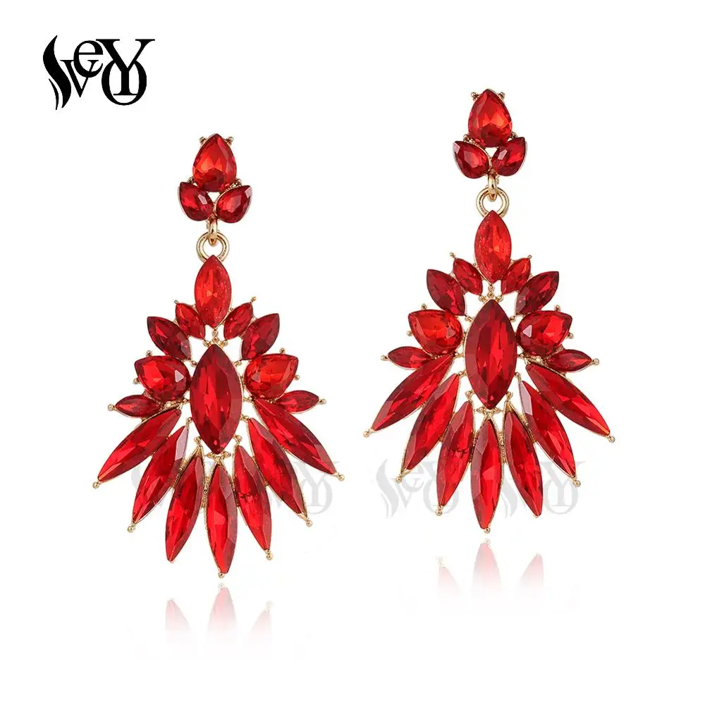 VEYO Geometry Crystal Drop Earrings Vintage Party Dangle Earrings for Women Fashion Jewelry Gift New image 2