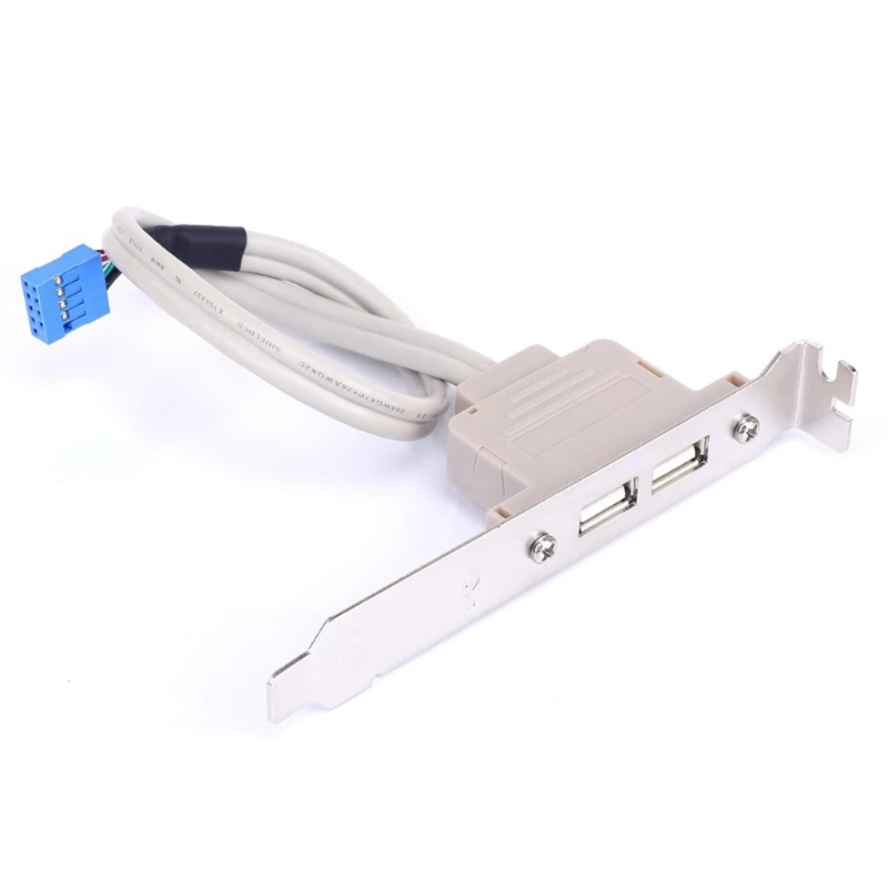 2 puertos USB 2,0, placa base hembra a Panel trasero, Conector de cabezal de 9 pines, adaptador de Cable con ranura PCI, soporte de placa de 30cm