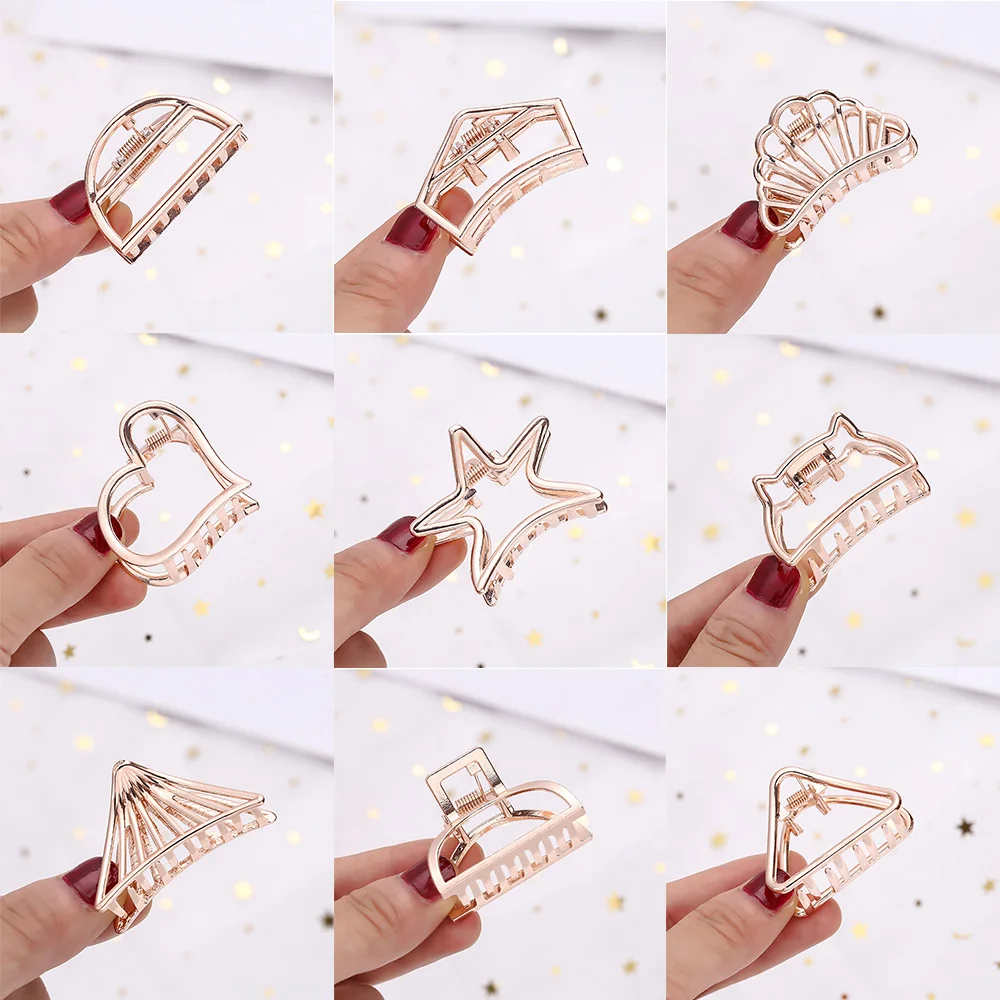 1Pcs Simple Geometric Hollow Small Hair Claw For Women Girls Clamps Hair Crab Metal Hair Clip Claw Accessories Headwear