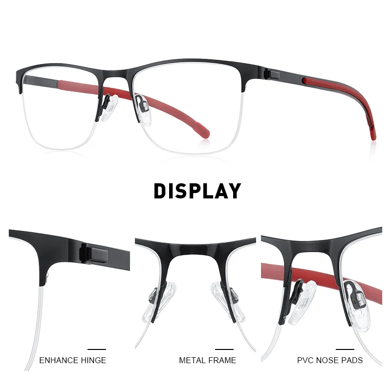 MERRYS DESIGN Men Classic Titanium Alloy Optical Glasses Frames Half Frame Eyeglasses Male Ultralight Square S2363