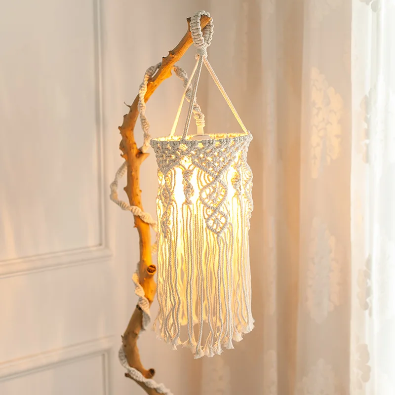 Handgemachtes Macrame Licht Schatten Kronleuchter Hängen Lampe Abdeckung Handwerk Quaste Licht Abdeckung Macrame Woven Böhmen Tapisserie Decor