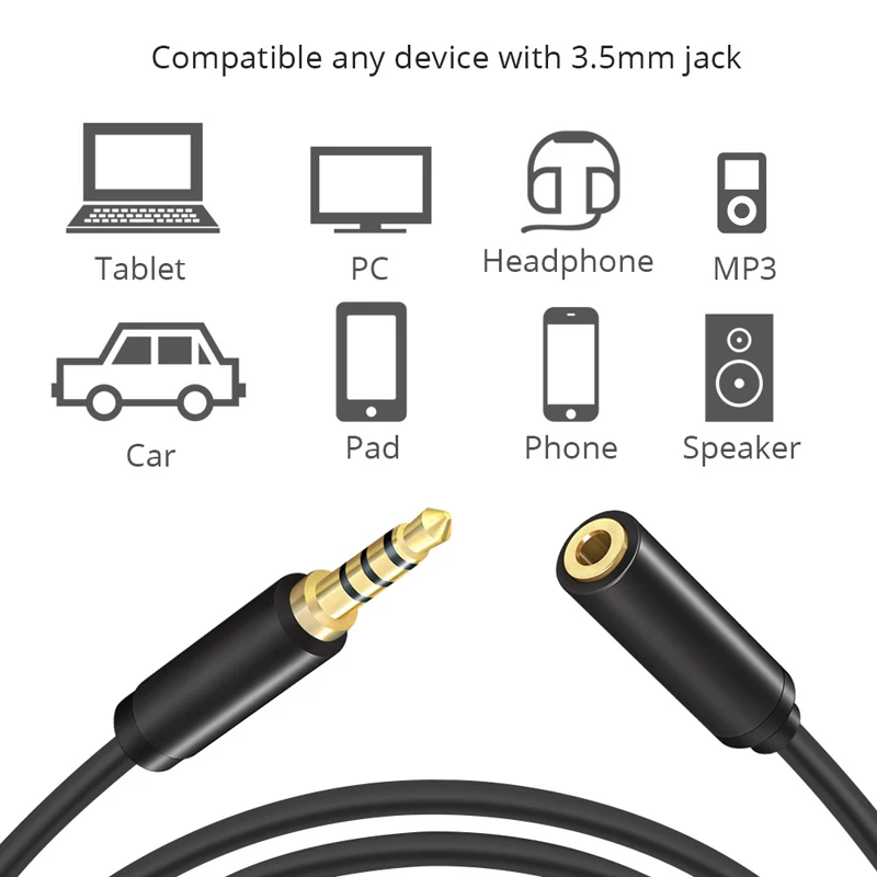 3.5mm Plug Jack 3 5 Audio Cable Splitter AUX Adapter 3.5 Extension Cable for Computer Earphone Tablet Headphone Extend Wire Cord