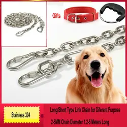 HQ LC01 100% Stainless Steel 304 Link Chain Dog Leash Pet Dogs Lead Leash Collar 2-5MM for Small or Large Dogs