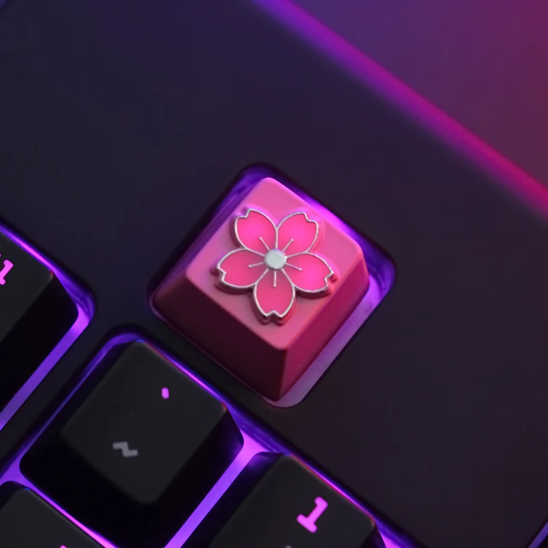 Keystone Keycaps 1 PCS Cherry Blossom Keycap Zinc Aluminum Alloy Metal Christmas Birthday Gift for Cherry MX axis R4 Height