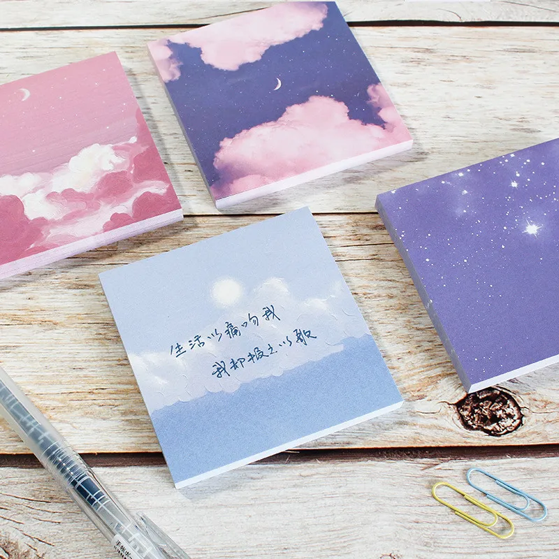 1PC 80 Sheets/pack 8*8CM Stars Moon Forest Theme Cute Memo Pad Stickers Decal Sticky Notes Scrapbooking Diy Kawaii Notepad Diary