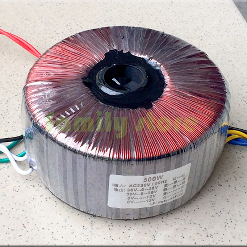 

jimy High-quality 500W toroidal transformer, output two sets of three-wire 36V + two sets of 12V, secondary 10-wire output