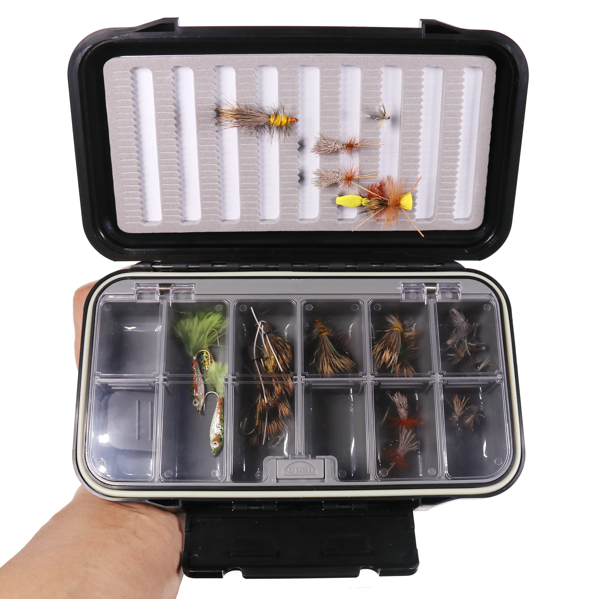 Bimoo M Size Waterproof Fishing Fly Box Fly Fishing Tackle Box Small Spoon Lure Hook Ice Jig Storage Box  7.76''x4.40''x1.81'' image 5