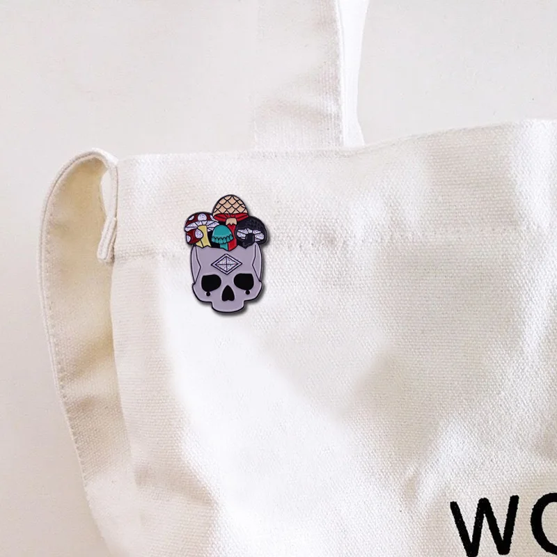 Mushroom Skull - Big Hard Enamel Pin Queen of the Universe Glitter Brooch Gothic Punk Mind Halloween Accessory image 6