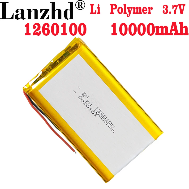 1-12pcs 3.7V Lipo Lithium Batteries 1260100 10000mAh Li polymer Battery For Tablet DVD Bluetooth speaker Mobile power powerbank