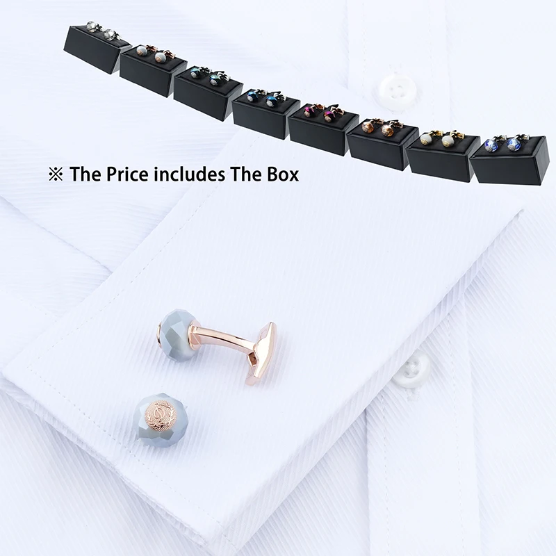 HAWSON Luxury Letter D Cufflinks 6 Colors Options Stone Cuff Links Rose Gold Color Mens Fashion Jewelry Gifts For Ceremony
