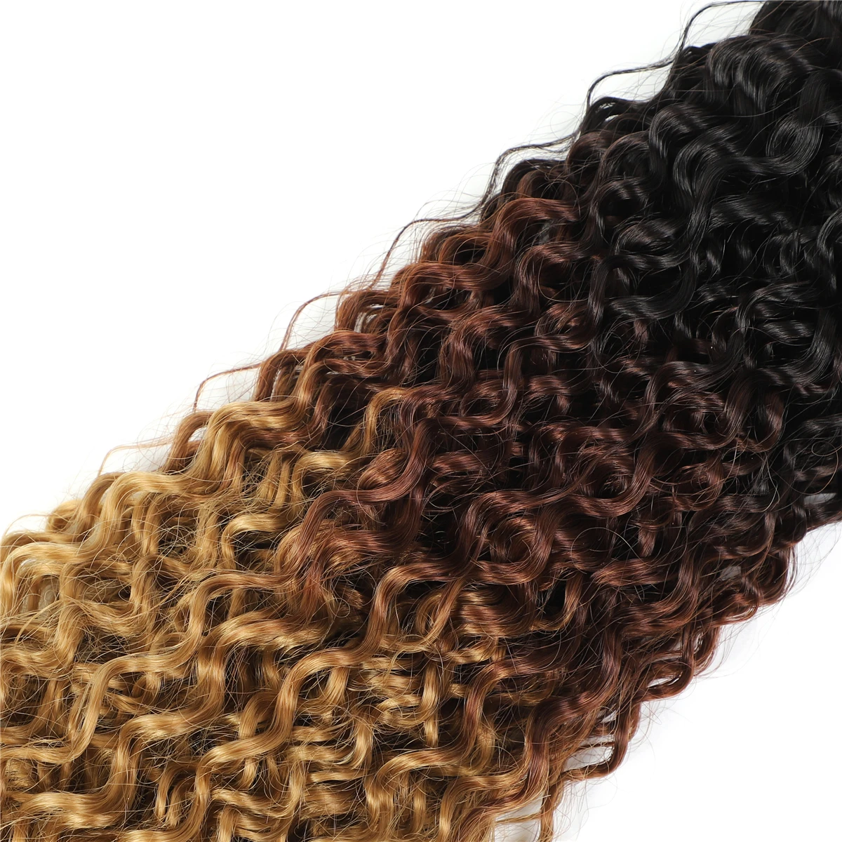 Afro Curly Hair Bundles For African Women Synthetic High Temperature Fiber Hair Weaving Three Tone Ombre Color T1B/4/27 100g