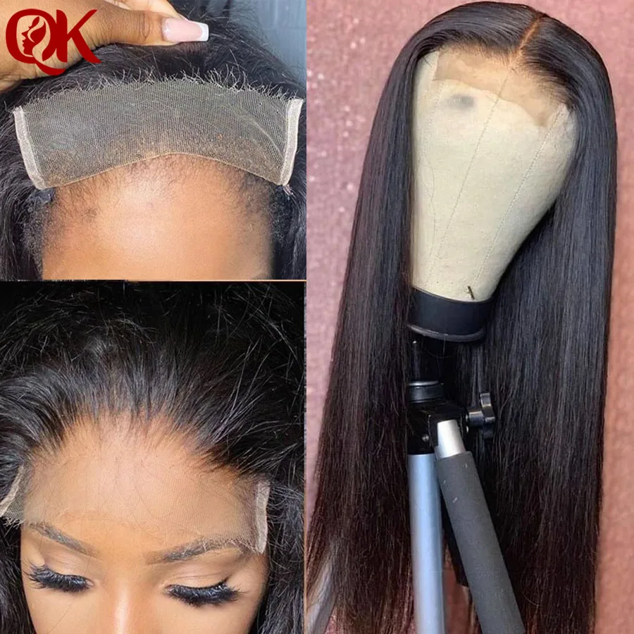 

QueenKing Hair Invisiable Transparent 6X6 Super Fine HD Lace Closure Wigs Brazilian Straight Black Lace Front Human Hair Wigs