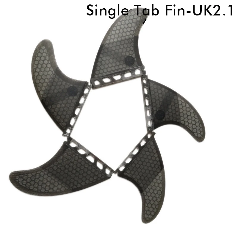 Surf Single Tabs Fin UK2.1 Surfboard Fins Black color Fiberglass Honeycomb Tri-Quad Fins Quilhas Thruster 5 fin Set