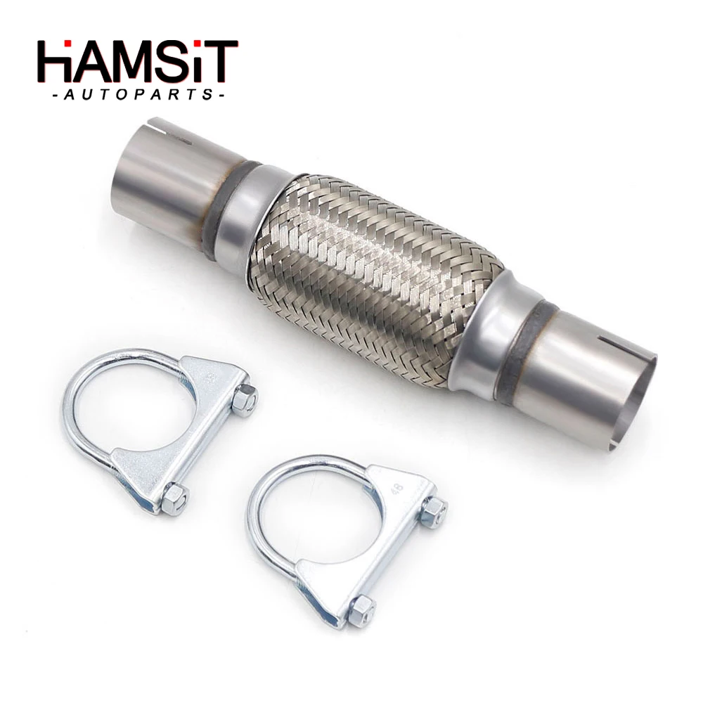 Hamsit automotive stainless steel exhaust bellows double-layer braided flexible inner diameter 45MM with 2 clamps dropshipping