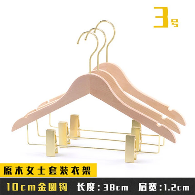 10pcs/lot Wooden Dress Hangers with Clips Natural Wood Baby Kid Hanger Without Painting (30pcs or more can make logo)