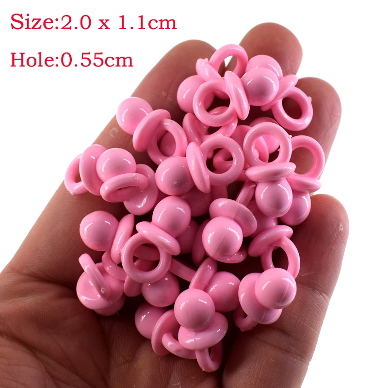 24pcs Pink plastic pacifiers baby shower favors baptism solid beads for craft game party decorations 11 x 20mm