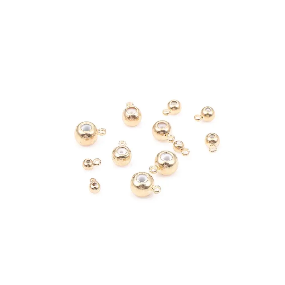 10 pcs/lot 3/4/5/6mm Rhodium &KC Gold Color Stainless Steel Spacer Beads Loose With Hole 0.8.2-5mm For Bracelets Jewelry Making