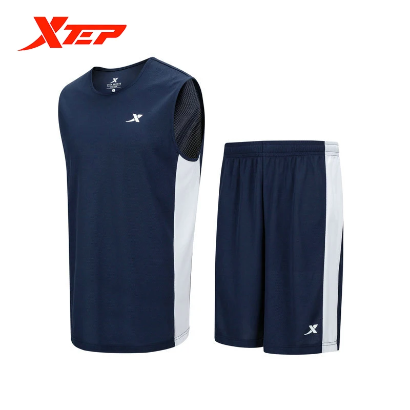 Xtep Summer Sports Set Men\'s Basketball Suit Men\'s Sportswear Breathable Colorful Simple Oversize Short And T-Shirt 879229820246