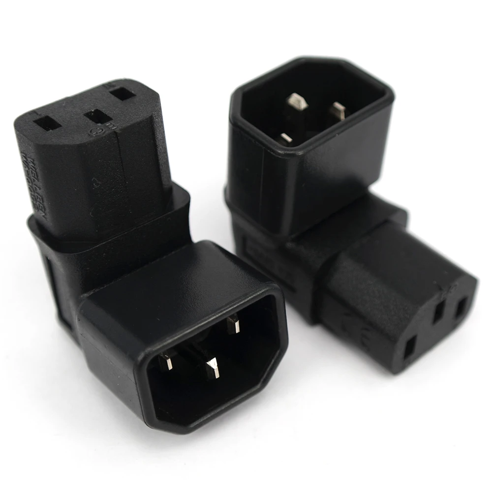 IEC 320 C13 to C14 AC Plug Converter, Up/Down Angle Power Adapter Plug,3Pin Female to Maler.C13 to C14 90 Degree Corner 10A 205V