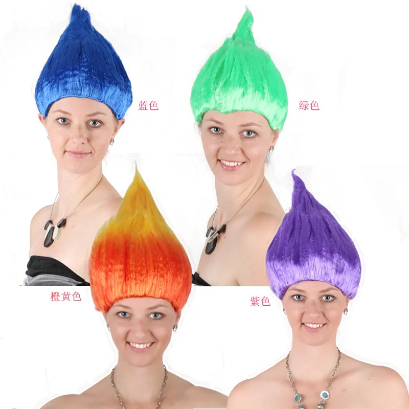20 szt. Peruki Trolle z Makiem dla Dzieci 36cm Peruka Dziecięca Cosplay Akcesoria Imprezowe Peruki Trolle 8 Kolorów Peruki na Urodziny