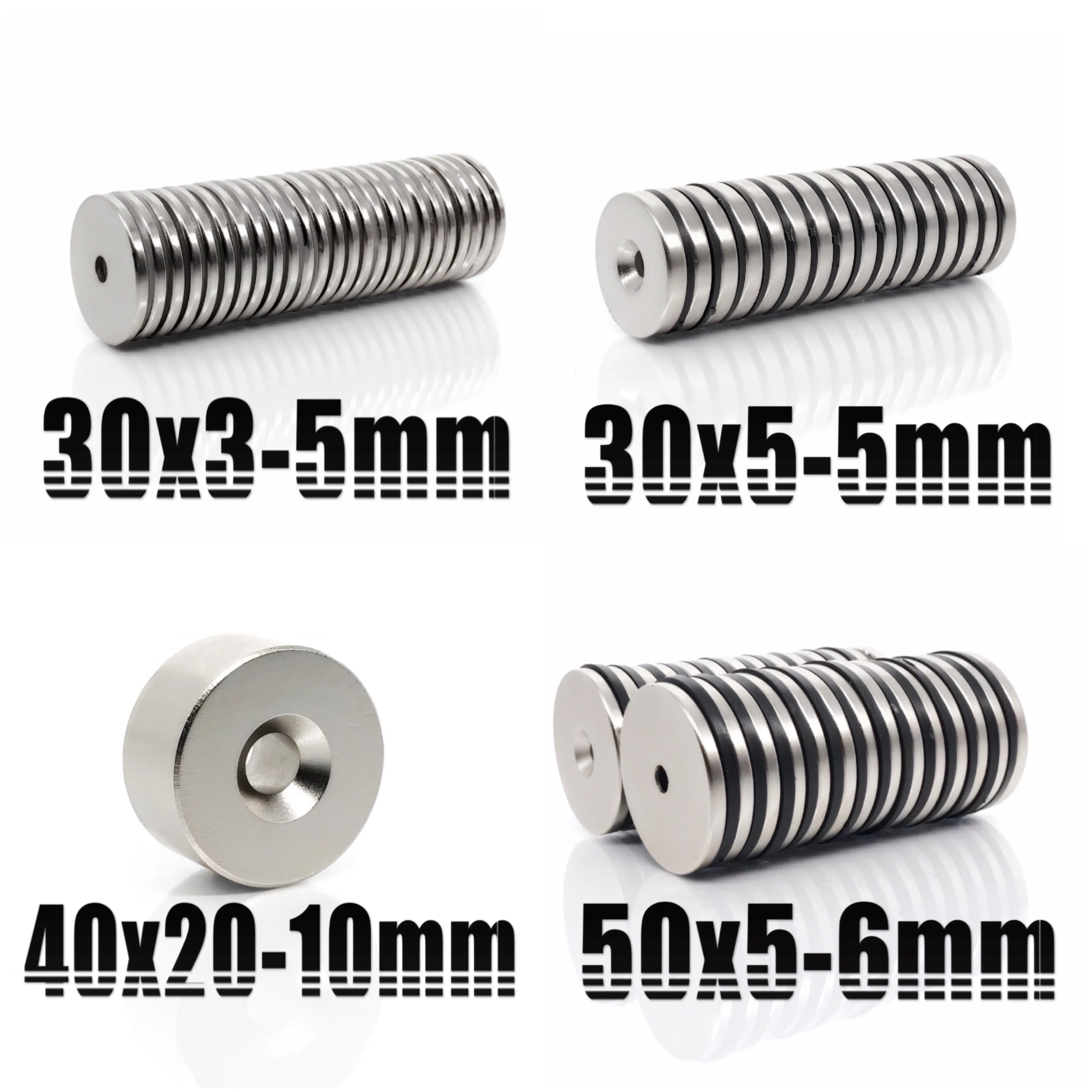 30x3 30x5 Hole 5mm 40x20 -10mm 50x5 -6mm NdFeB Countersunk Round Magnet Super Powerful Strong Permanent Magnetic imanes Disc