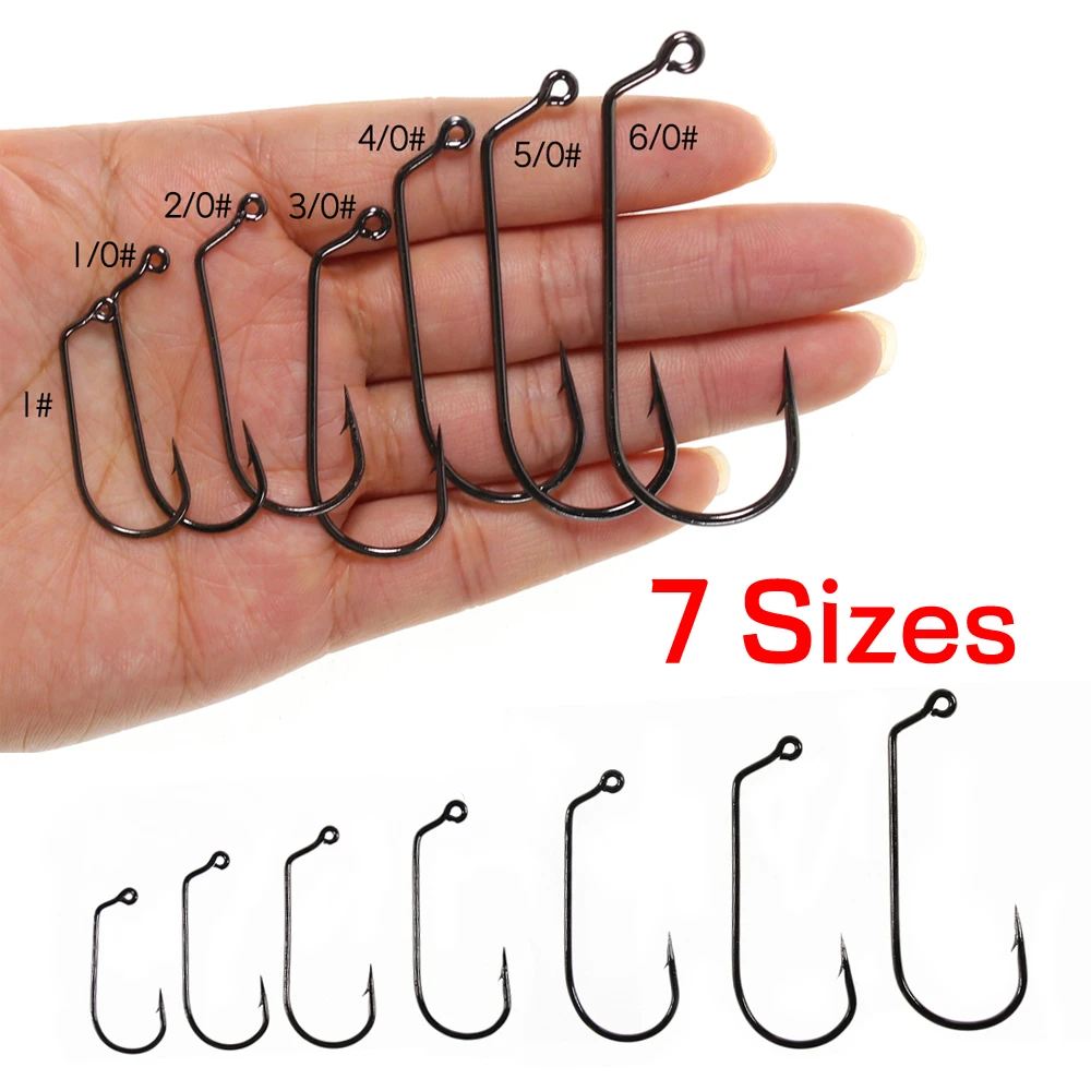 Bimoo 20PCS High Carbon Steel 60 Degree Jig Hook Thicked Saltwater Freshwater Soft Worm Hooks  1# - 6/0# image 2