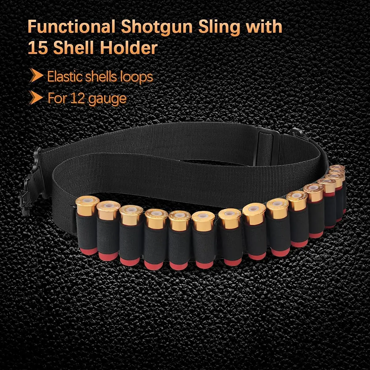 ZOHAN Shotgun Ammo Sling With Shell Holder For 12 Gauge Durable Rifle Slings With Swivels  Hold 15 Rounds For Shooting Hunting