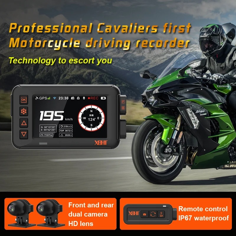 Motorcycle Driving Recorder GPS Motorcycle Video Recorder Rear View Driving Monitoring WiFi Night Vision Dual 1080P Waterproof